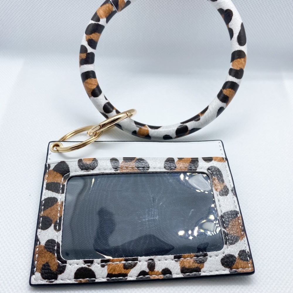 Leopard print ID card keychain